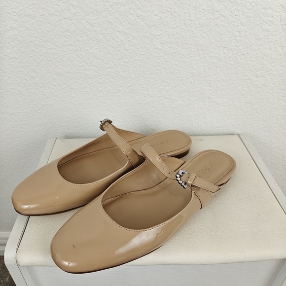 J. Crew Factory Mary Jane Mules Buckle In Nude Patent Leather Size 7 Women's - Picture 8 of 13